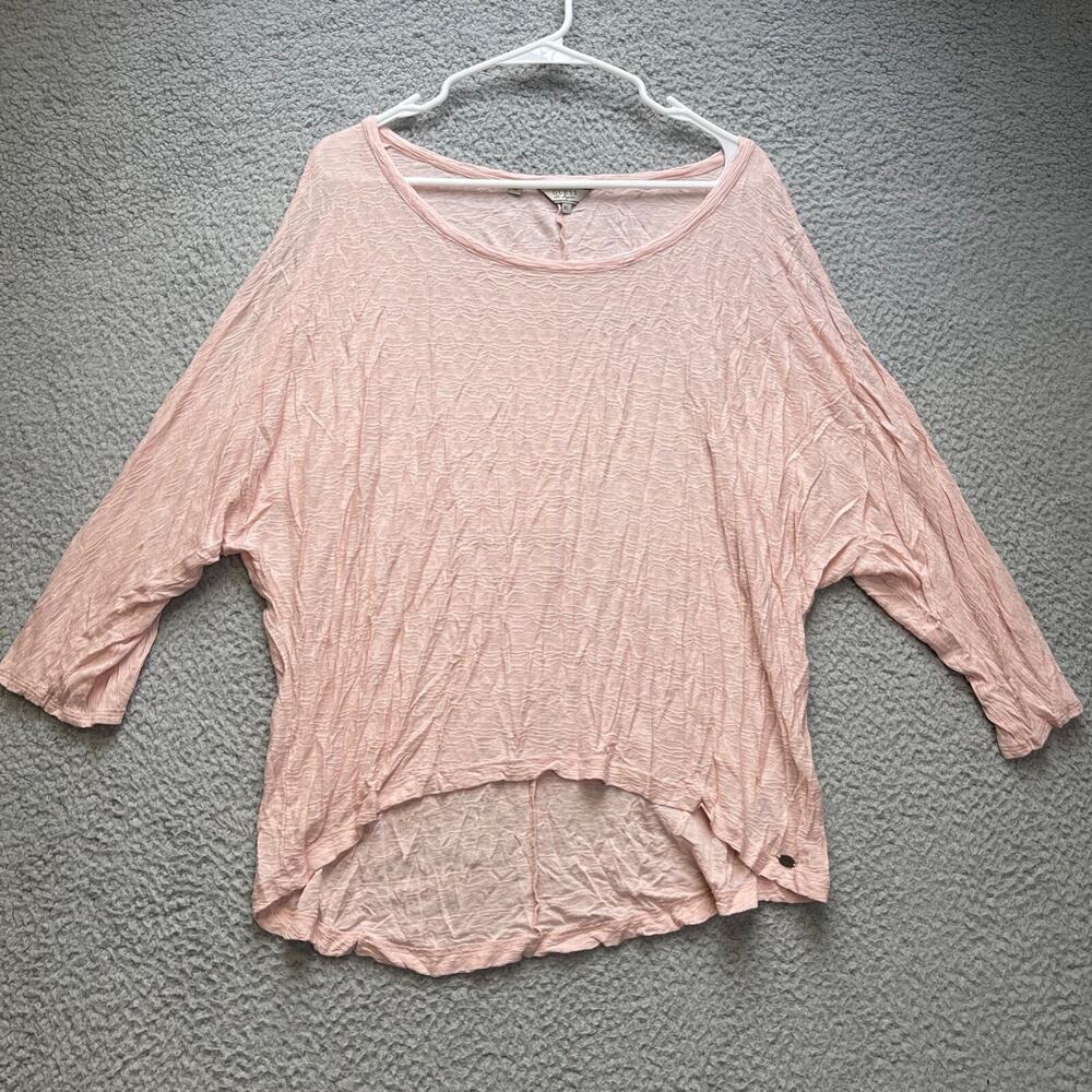 Guess Blouse Top Womens XL Pink Sheer Cold Shoulder Long Sleeve Shirt
